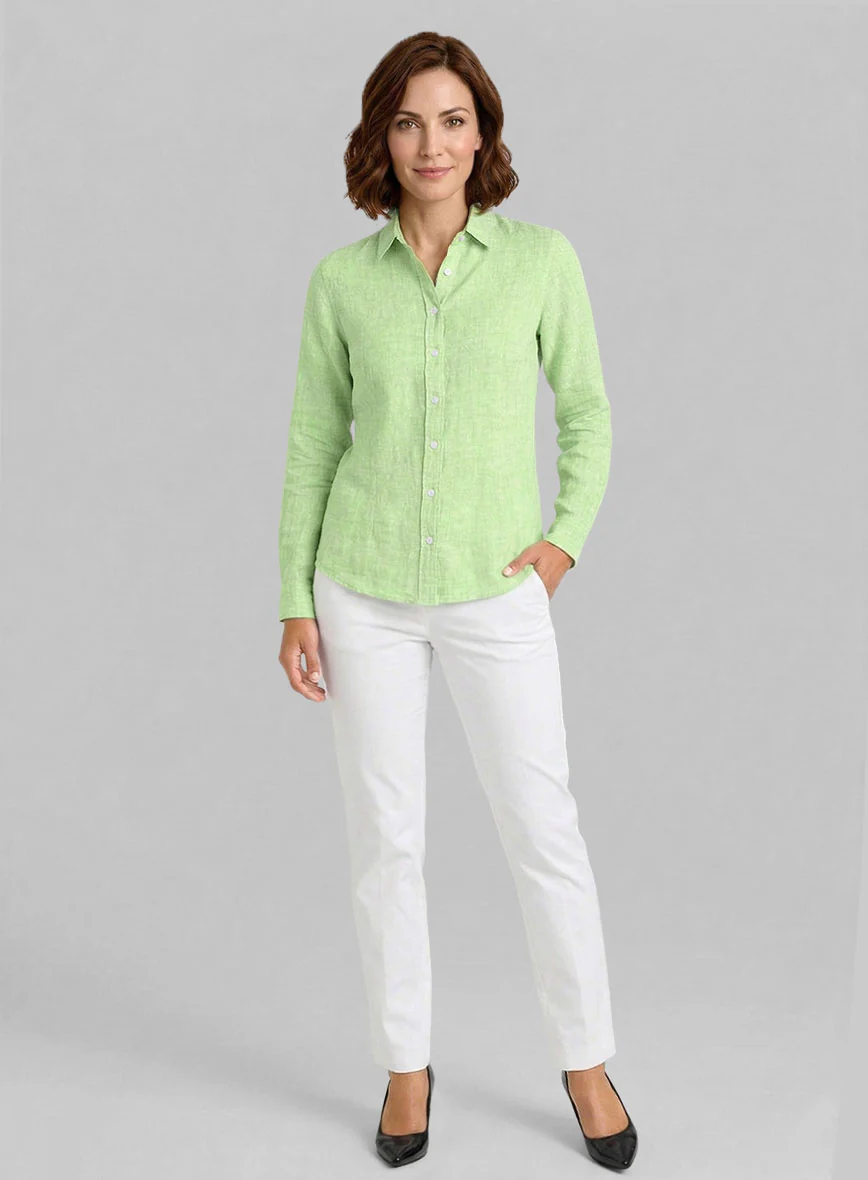 Women's European Light Green Shirt - Image 2