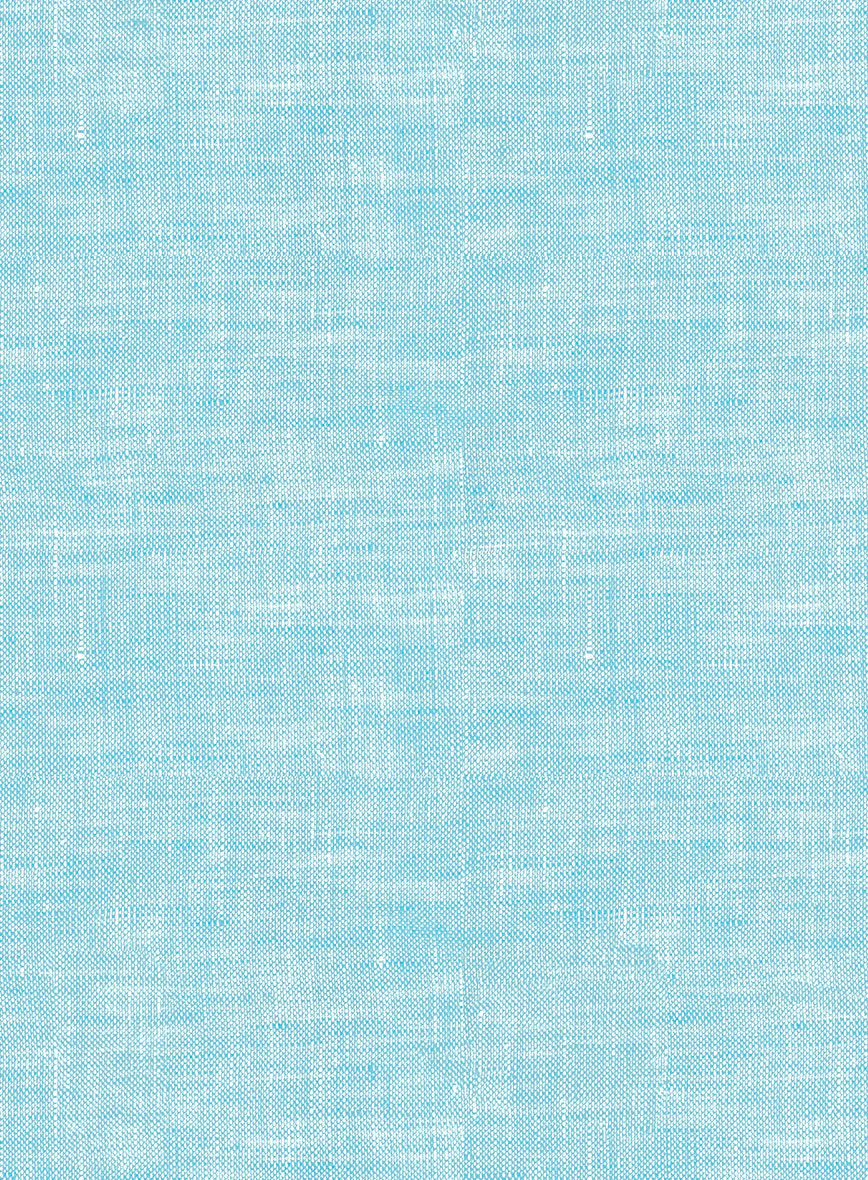 Women's European Sky Blue Linen Shirt - Image 3