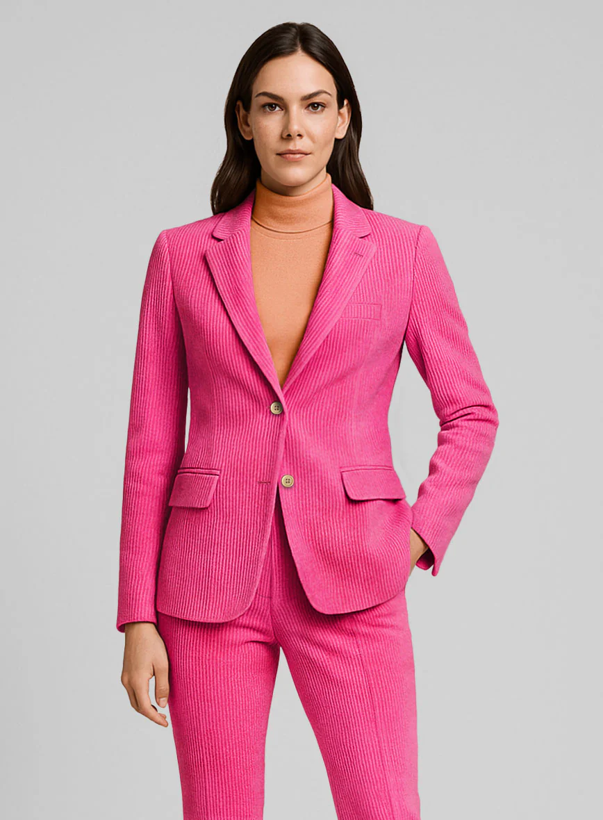 Women's Fusica Pink Corduroy Suit - Image 2