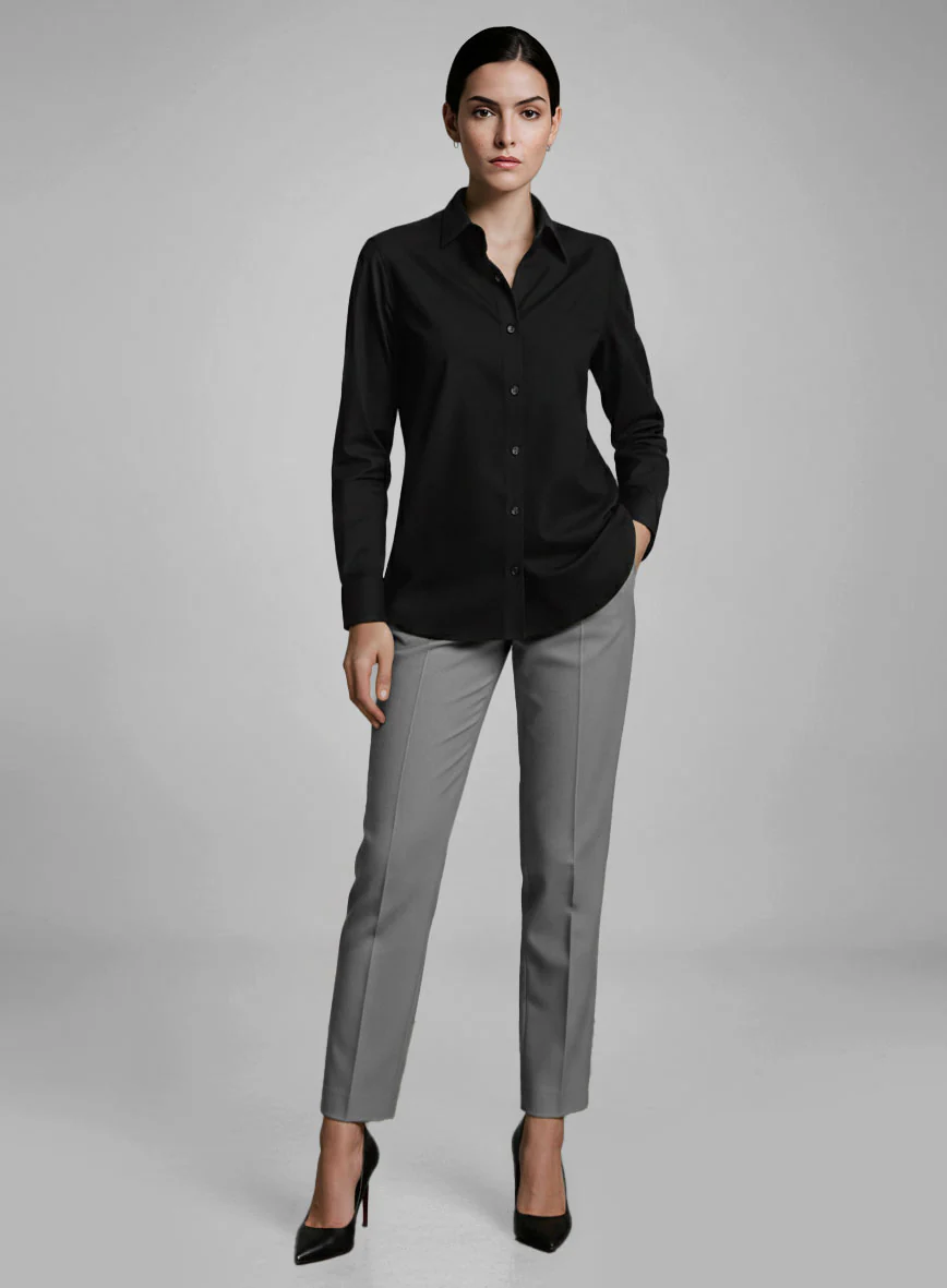 Women's Giza Black Cotton Shirt - Image 2