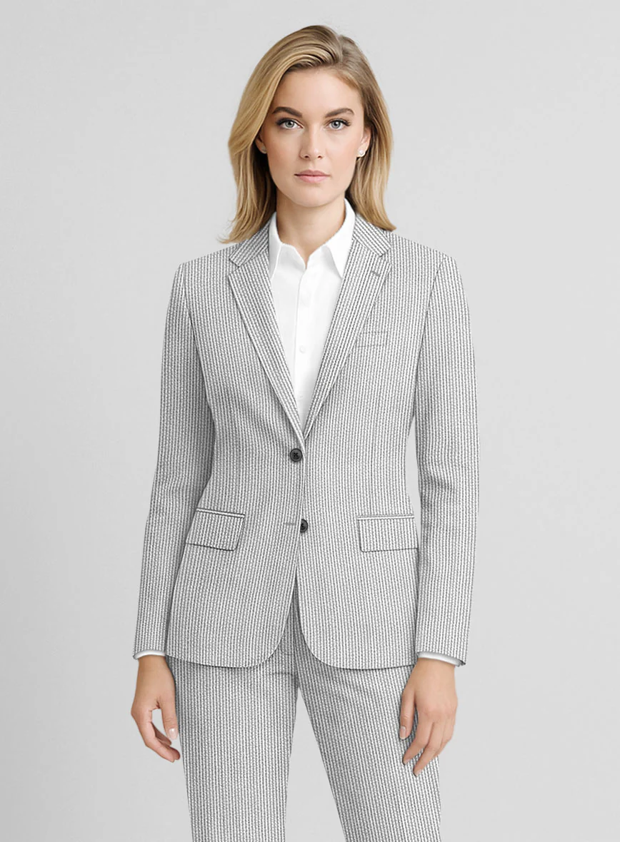 Women's Gray Seersucker Suit - Image 2