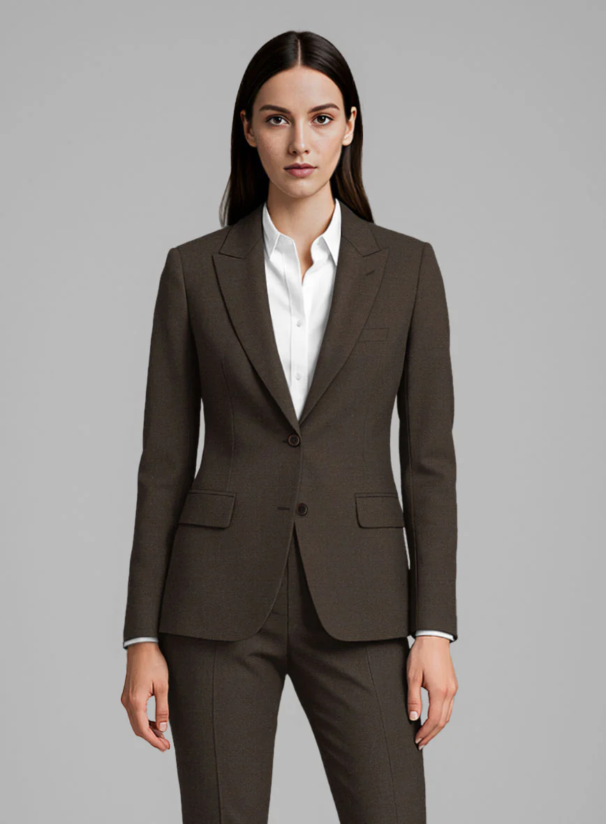 Women's Guabello Espresso Brown Twill Suit - Image 2