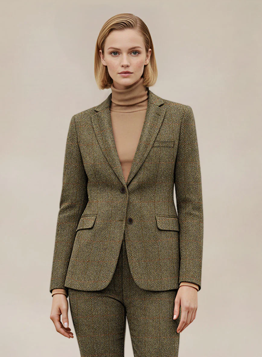 Women's Harris Tweed Country Brown Check Suit - Image 2
