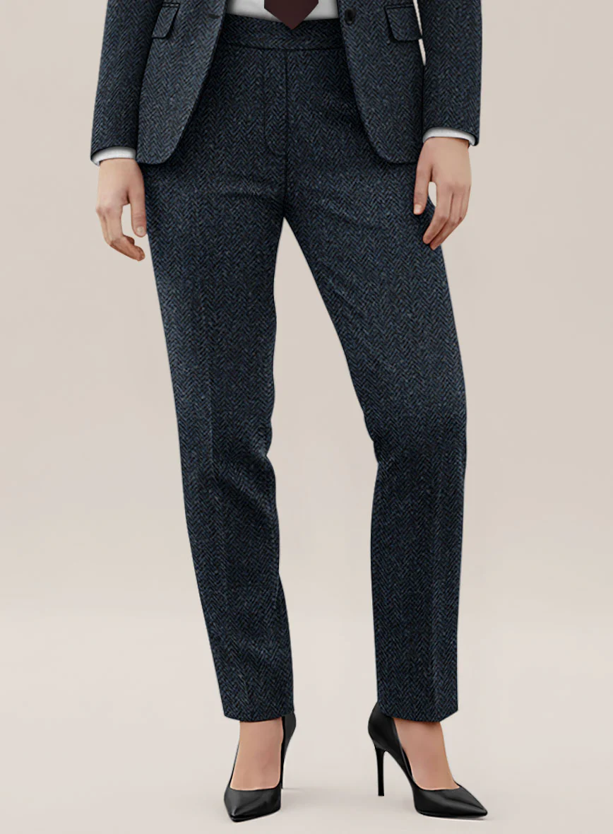 Women's Harris Tweed Dark Blue Herringbone Suit - Image 3