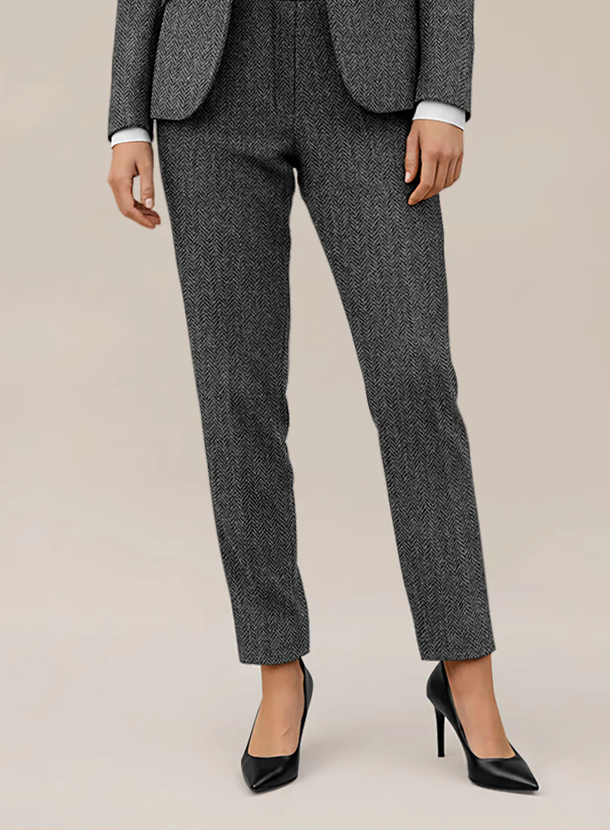Women's Harris Tweed Dark Gray Herringbone Suit - Image 3
