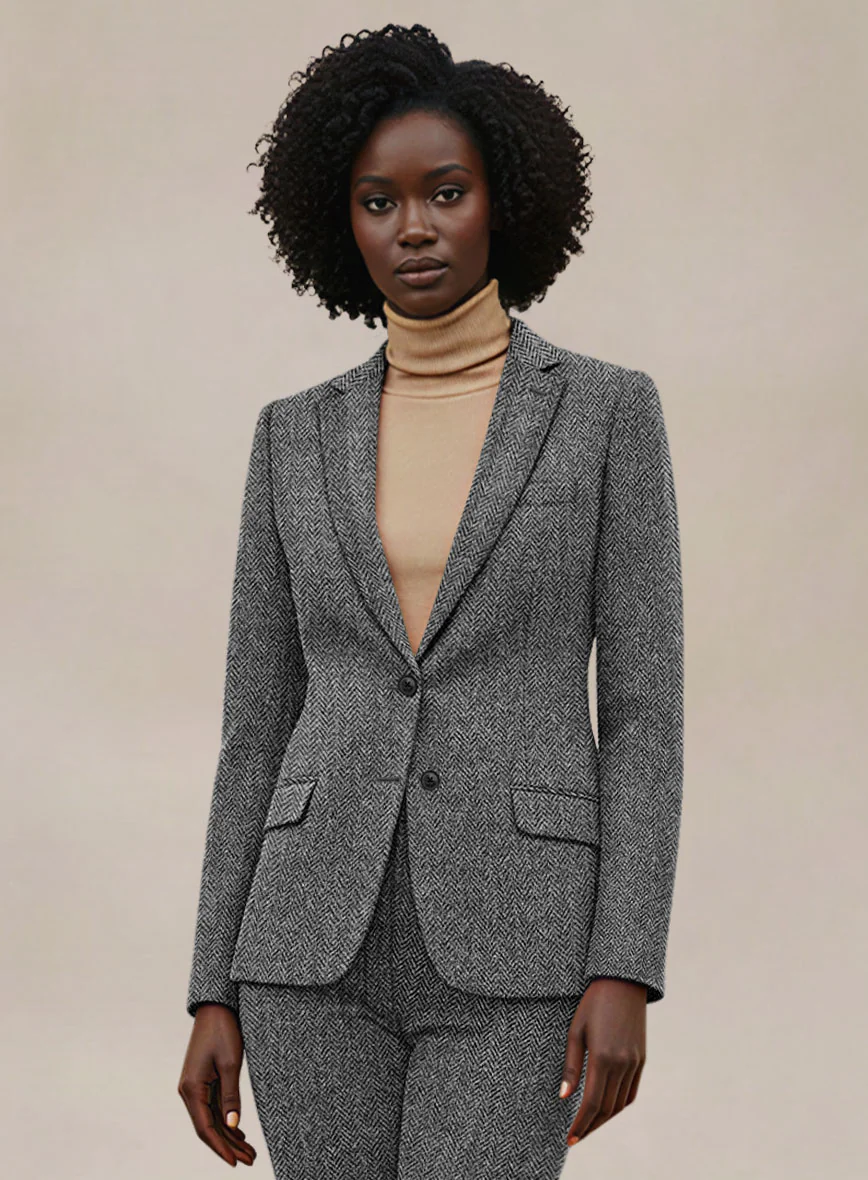 Women's Harris Tweed Gray Herringbone Suit - Image 2