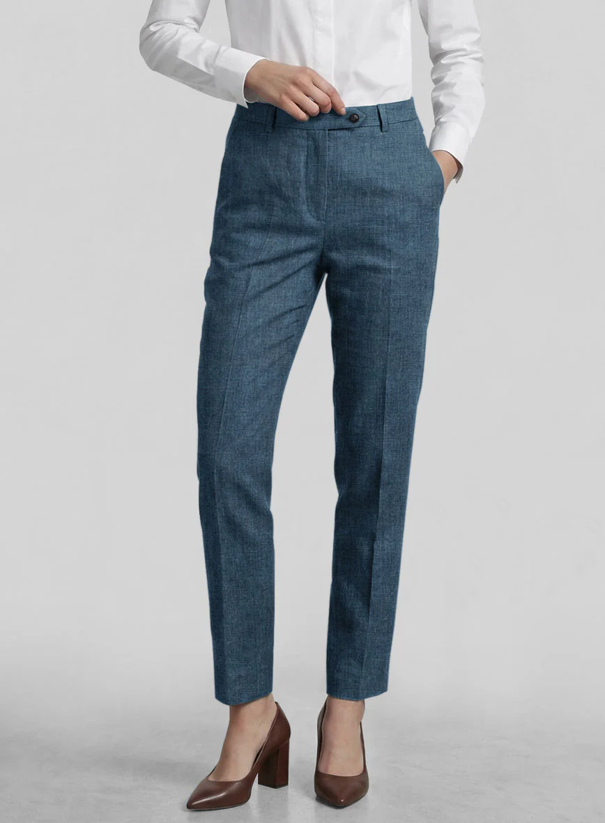 Women's Indigo Blue Linen Suit - Image 4