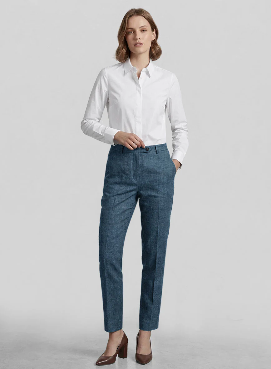Women's Indigo Blue Linen Suit - Image 3