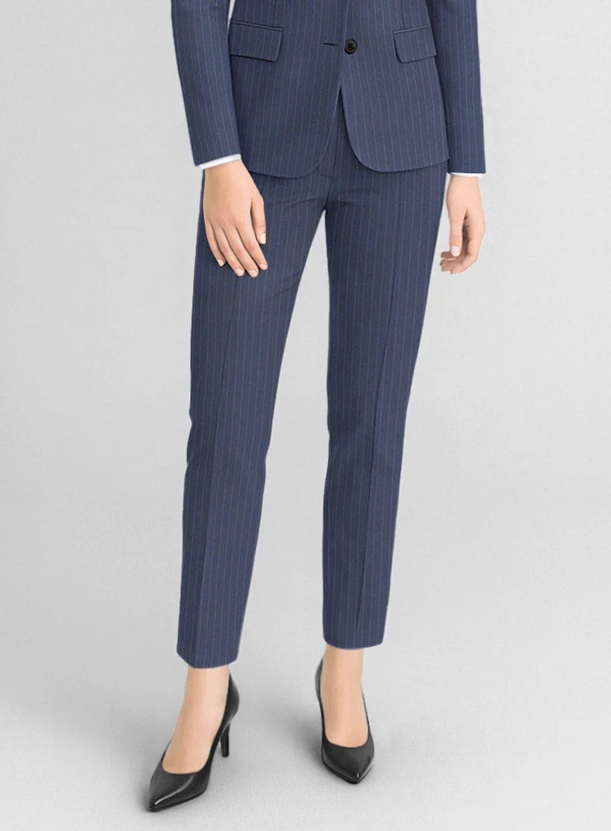 Women's Ink Blue Pinstripe Suit - Image 3