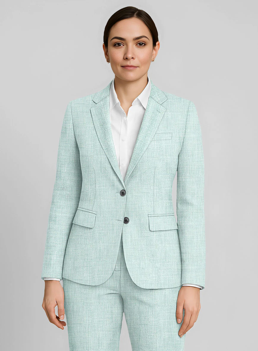 Women's Italian Linen Mint Green Suit - Image 2