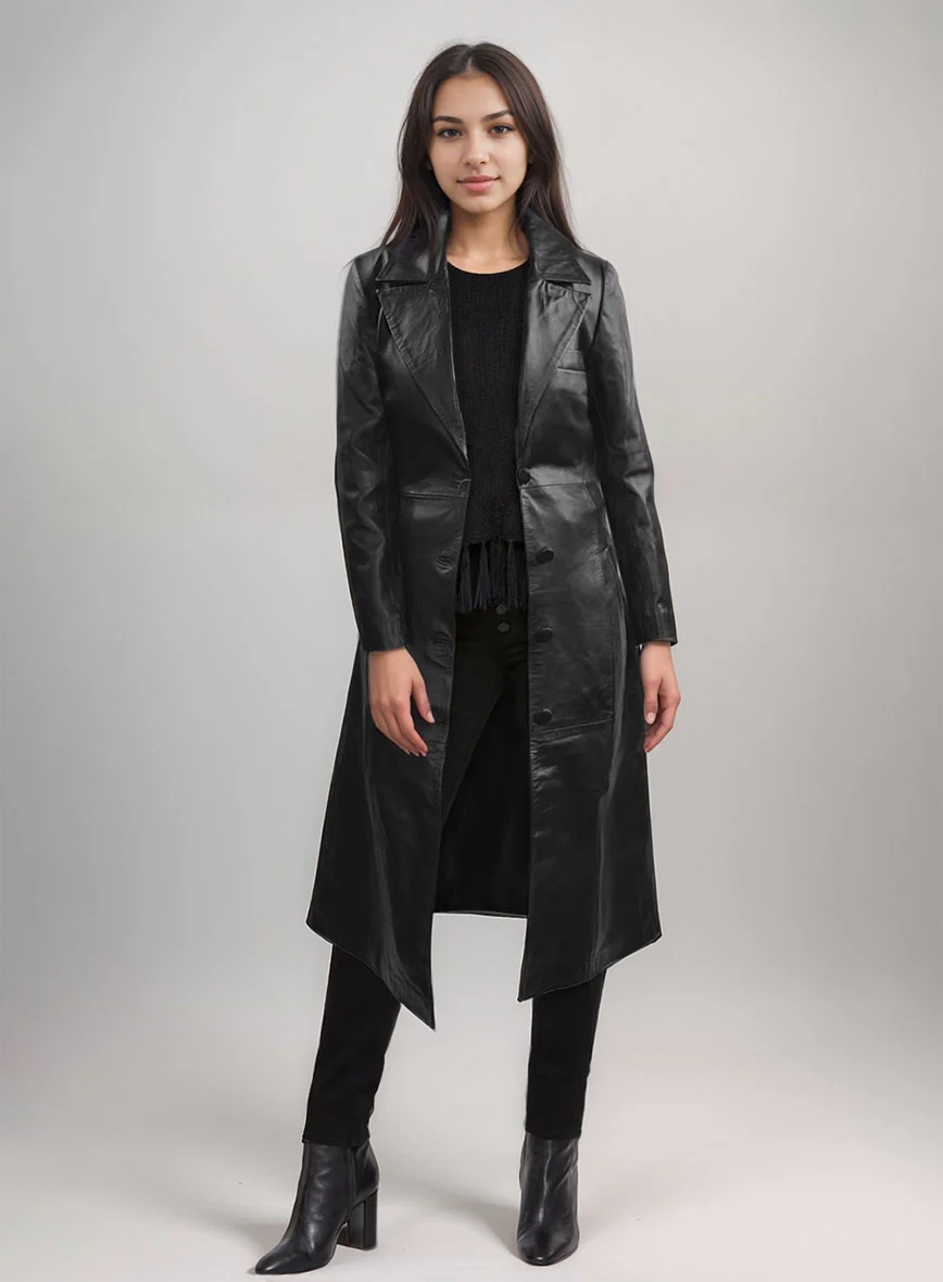 Women's Kendall Leather Long Coat - Image 3
