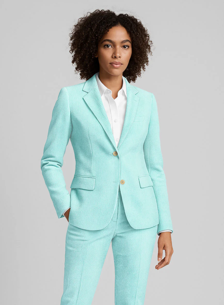 Women's Light Blue Corduroy Suit - Image 2