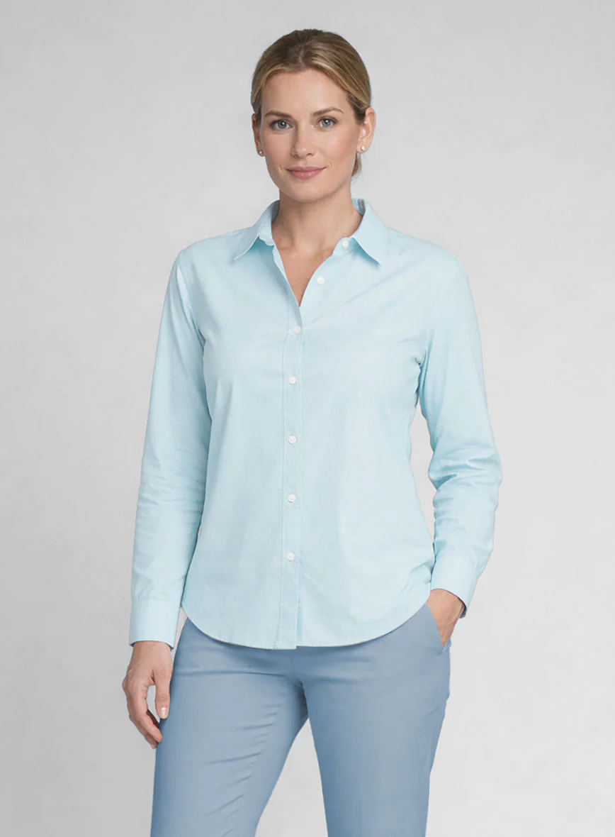 Womens Light Blue Stretch Poplene Shirt