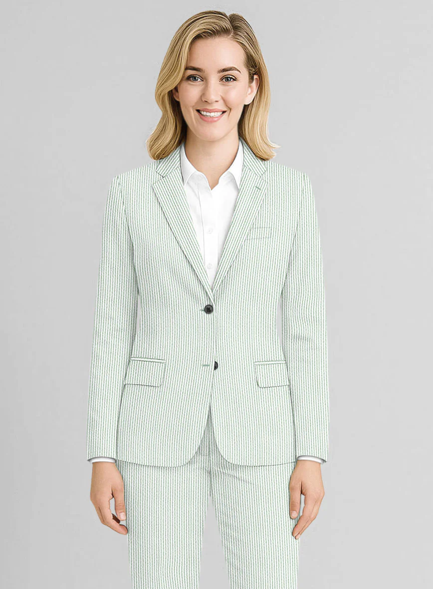 Women's Light Green Seersucker Jacket