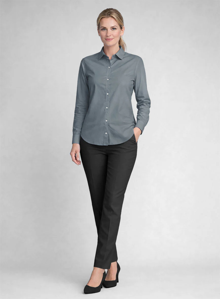 Women's Marble Blue Stretch Poplene Shirt - Image 2