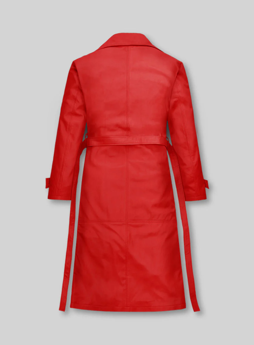 Women's Megan Fox Leather Long Coat - Image 4