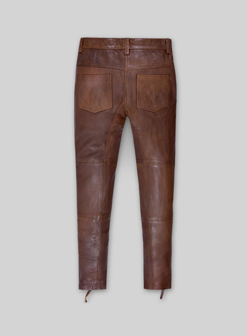 Women's Mocha Rider Leather Jeans - Image 2