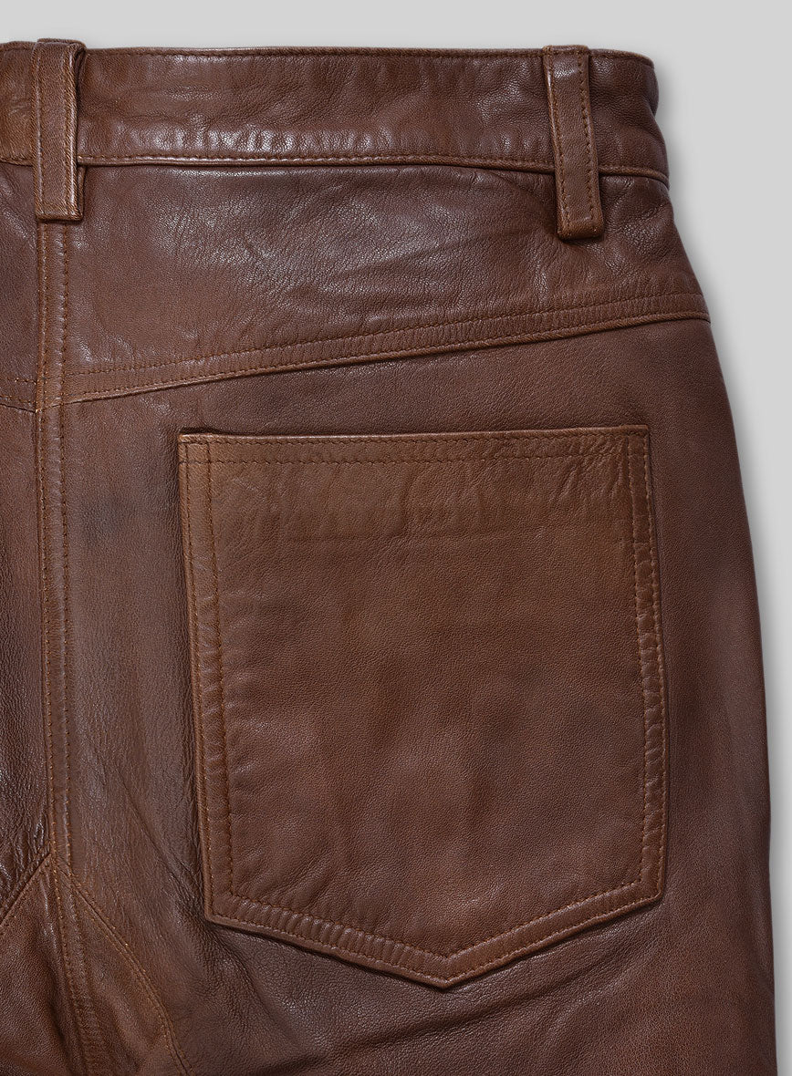 Women's Mocha Rider Leather Jeans - Image 4