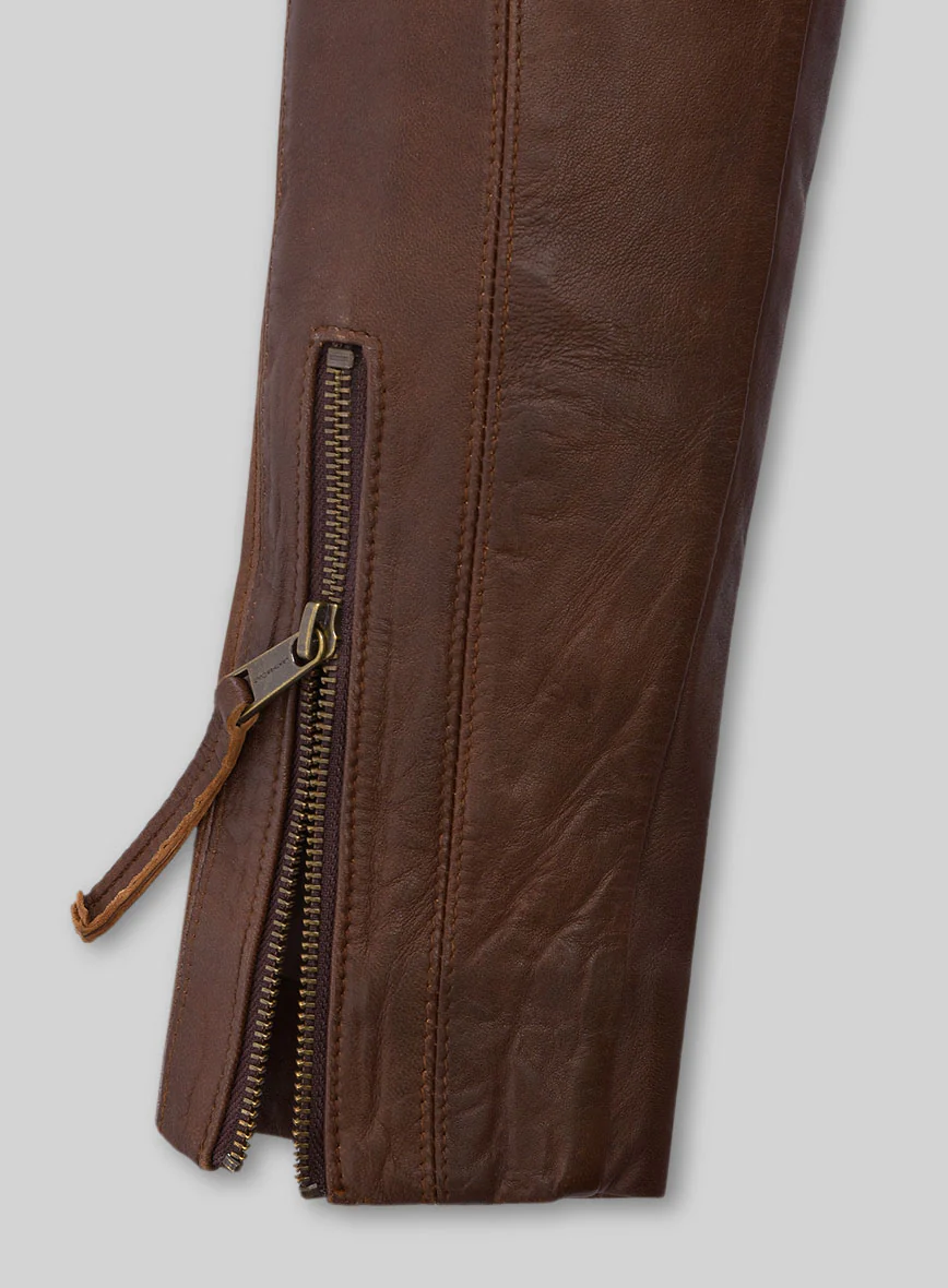 Women's Mocha Rider Leather Jeans - Image 5