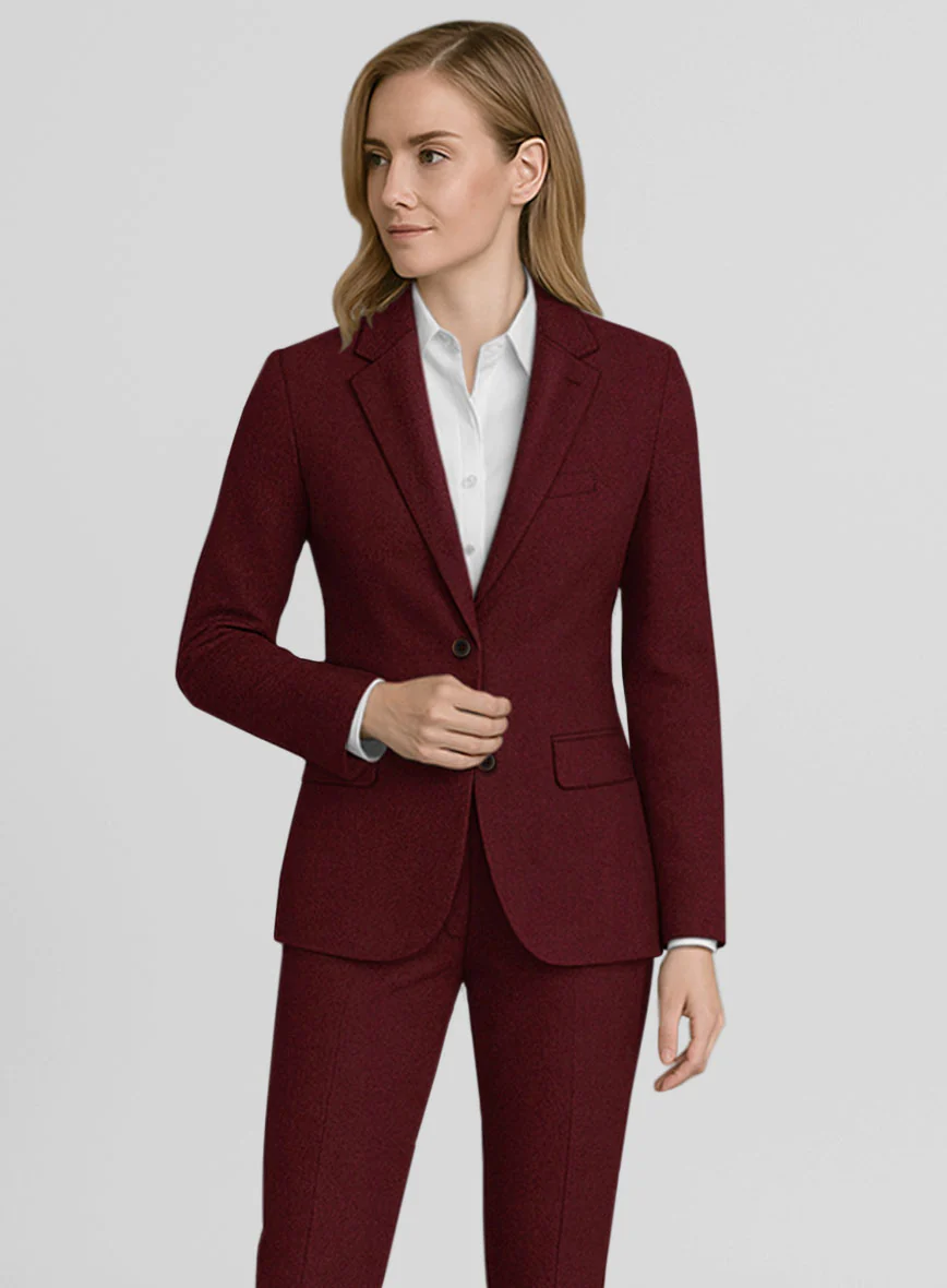 Women's Naples Dark Scarlet Tweed Suit - Image 2
