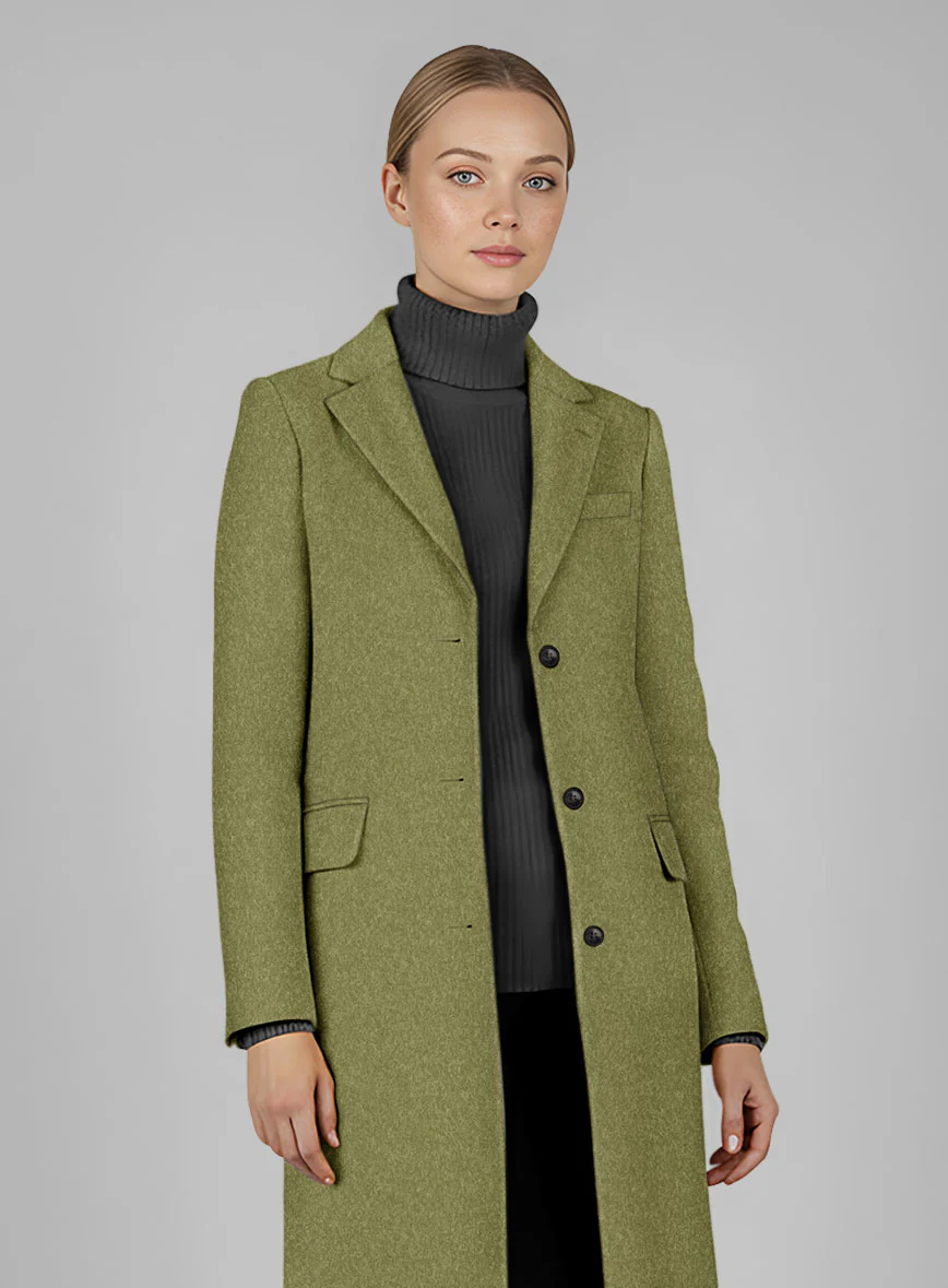 Women's Naples Festa Green Tweed Overcoat - Image 3