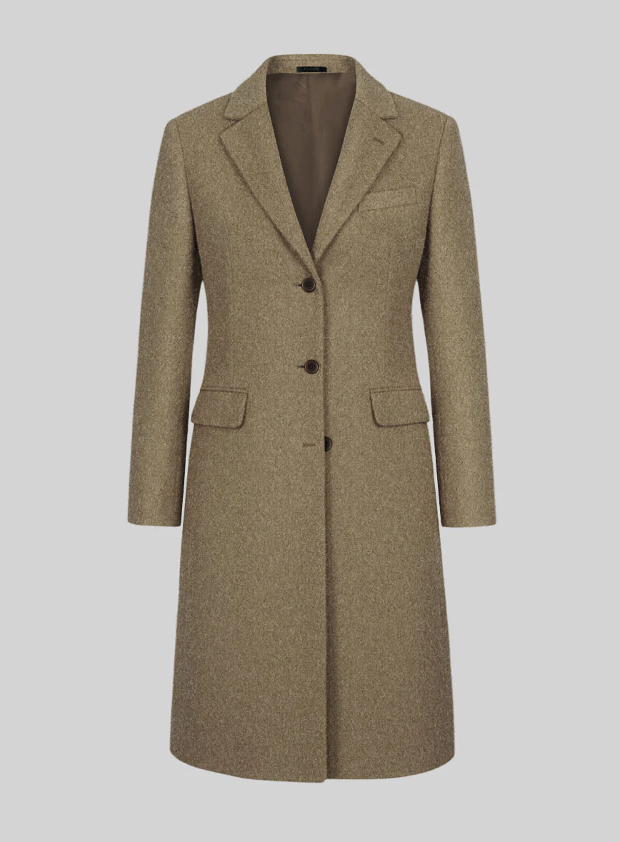 Women's Naples Melange Brown Tweed Overcoat - Image 2