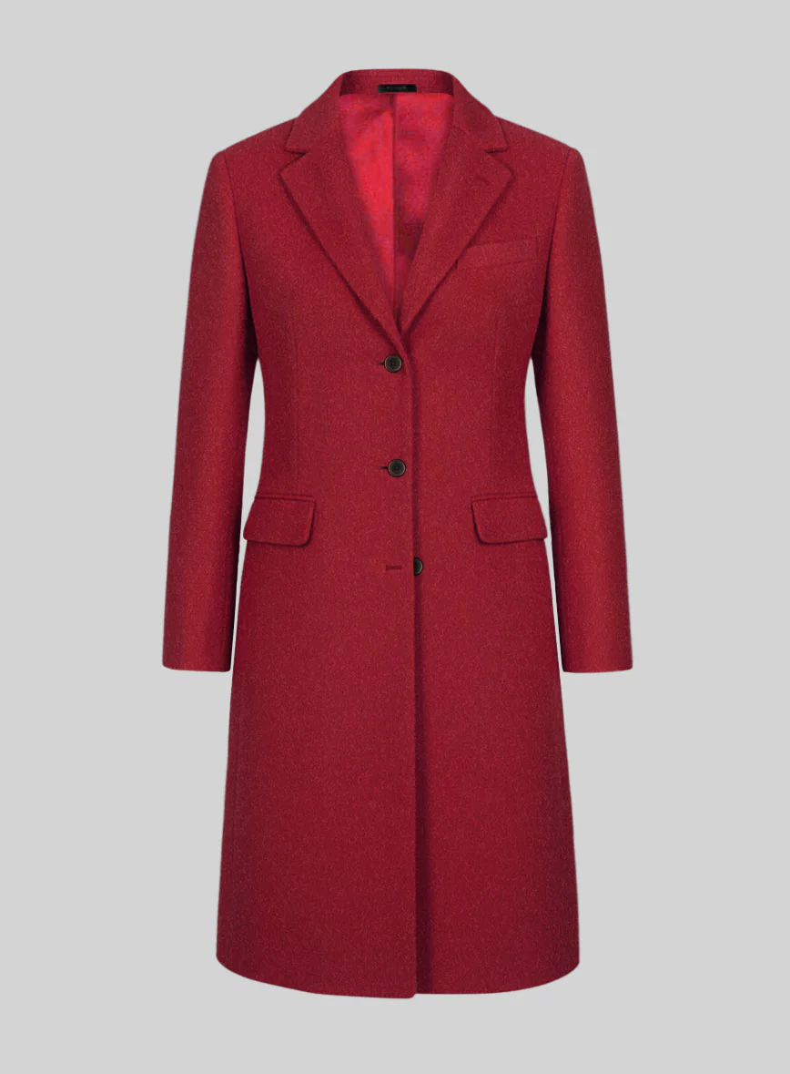 Women's Naples Red Tweed Overcoat - Image 2