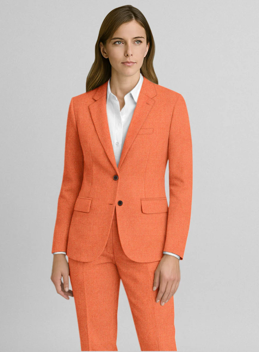 Women's Naples Spring Orange Tweed Suit - Image 2