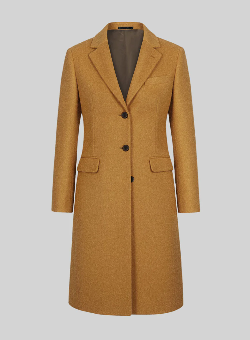 Women's Naples Yellow Tweed Overcoat - Image 2