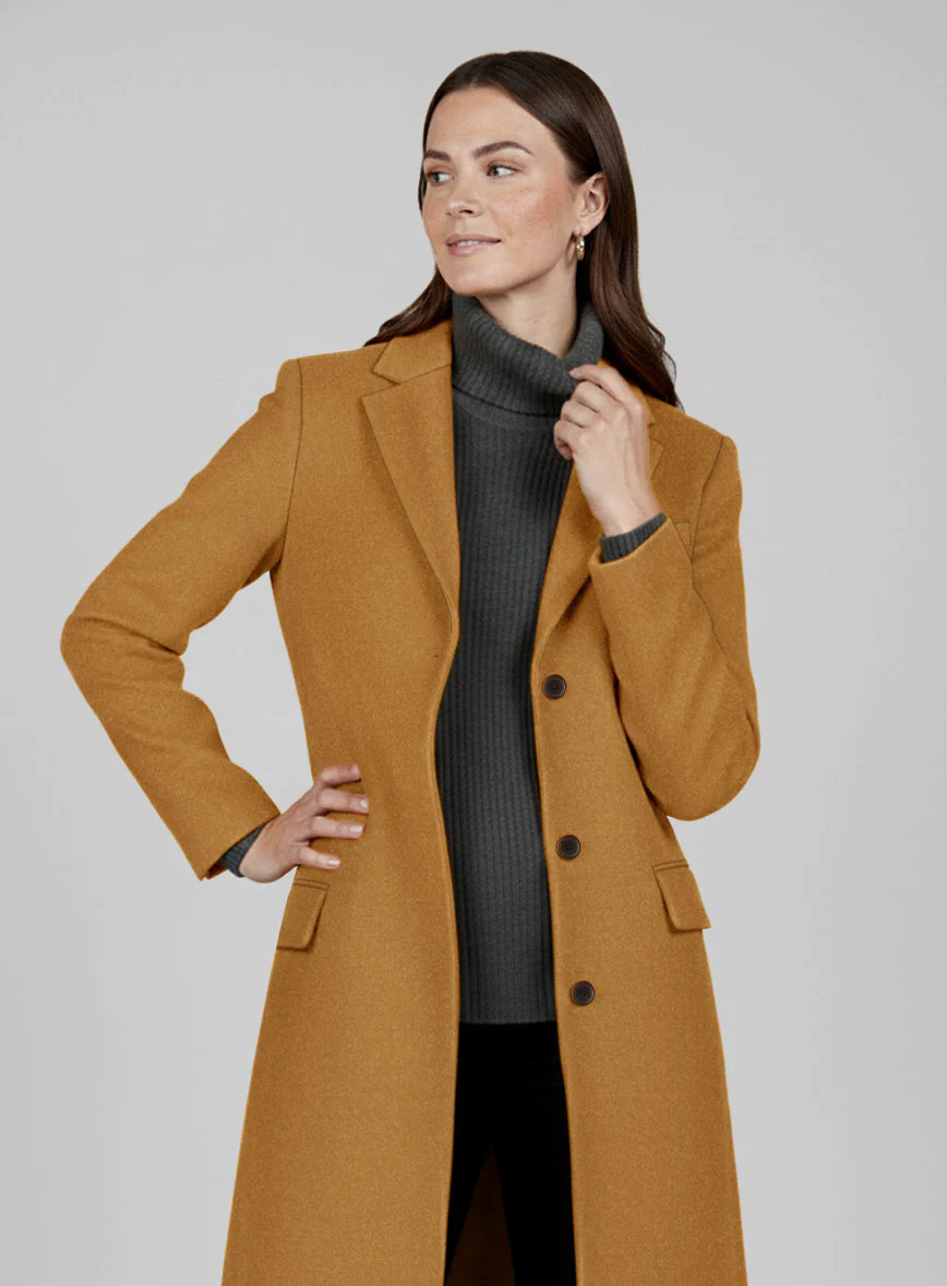 Women's Naples Yellow Tweed Overcoat - Image 3