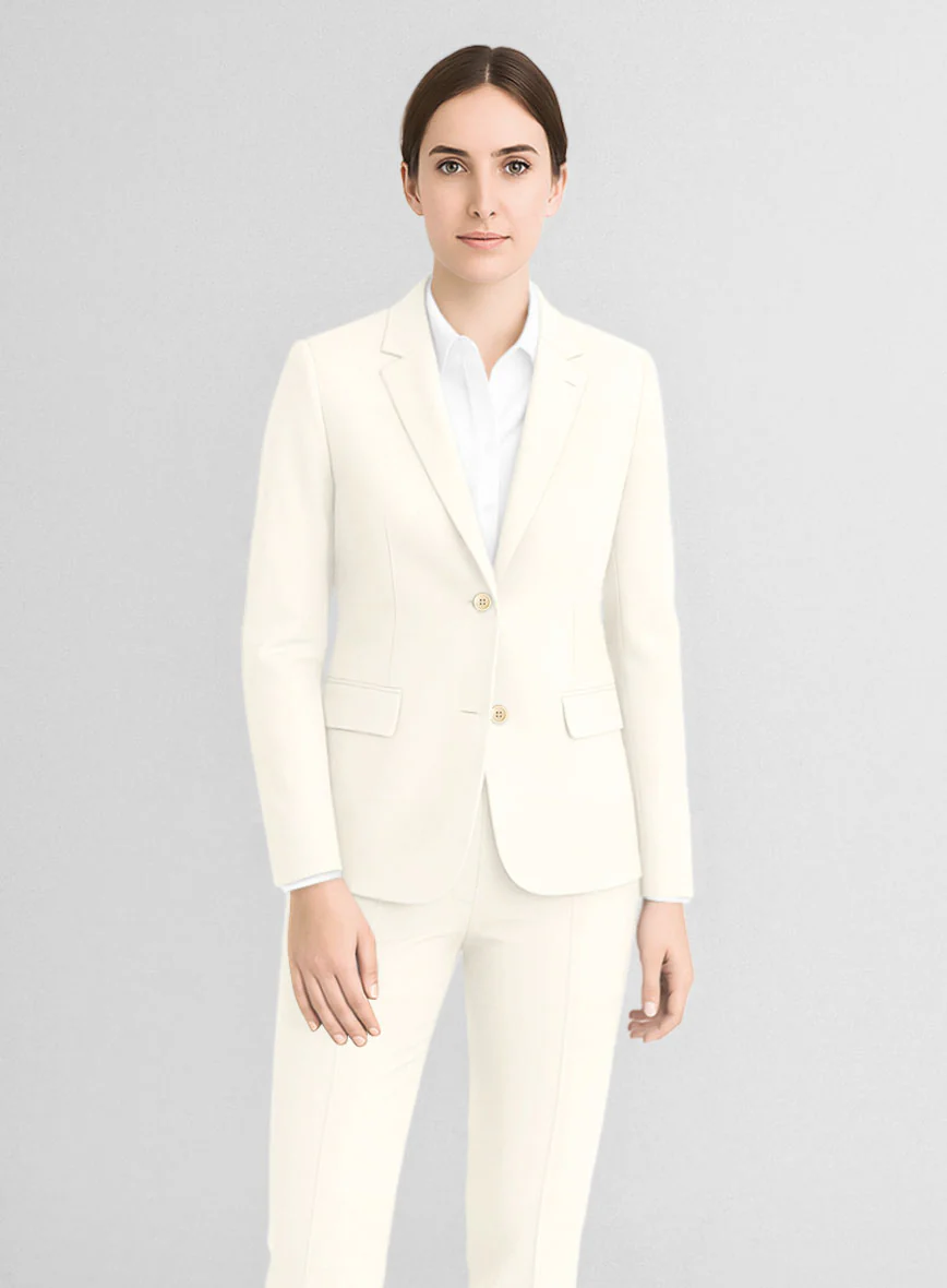 Women's Napolean Ivory Wool Suit - Image 2