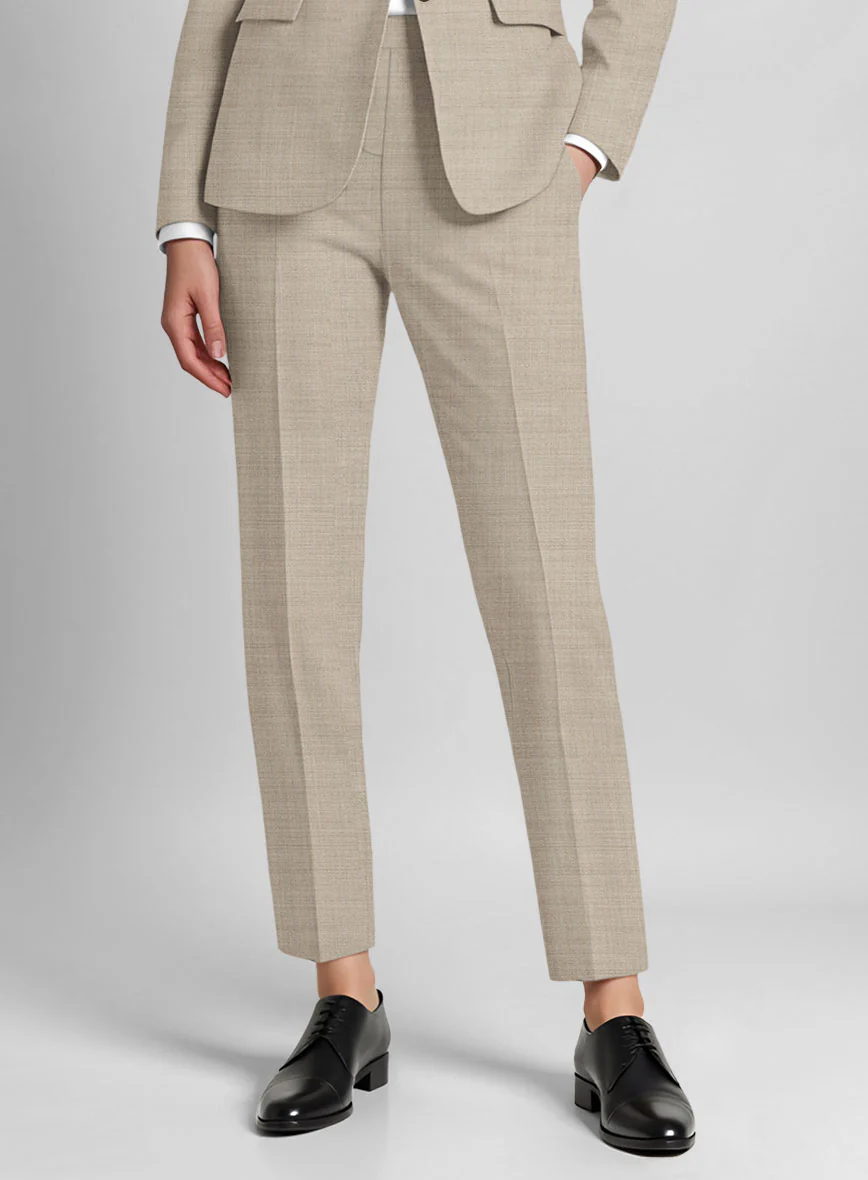 Women's Napolean Melange Khaki Wool Pants