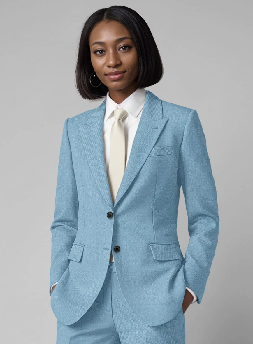 Women's Napolean Taj Blue Wool Suit - Image 2