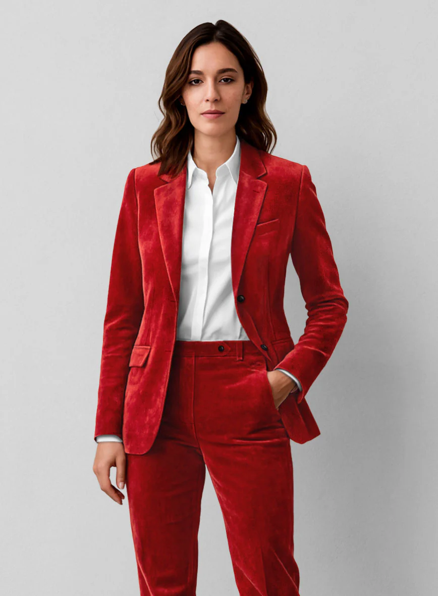 Women's Red Velvet Suit - Image 2