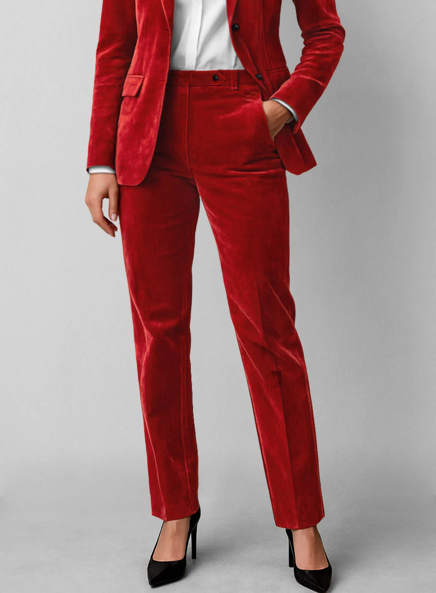 Women's Red Velvet Suit - Image 3