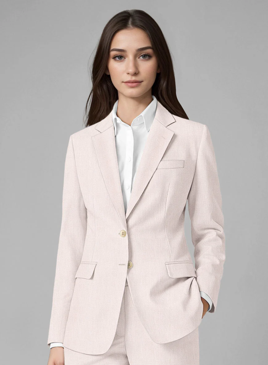 Women's Roman Light Pink Linen Suit - Image 2