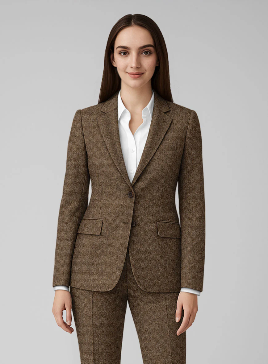 Women's Rust Herringbone Tweed Suit - Image 2