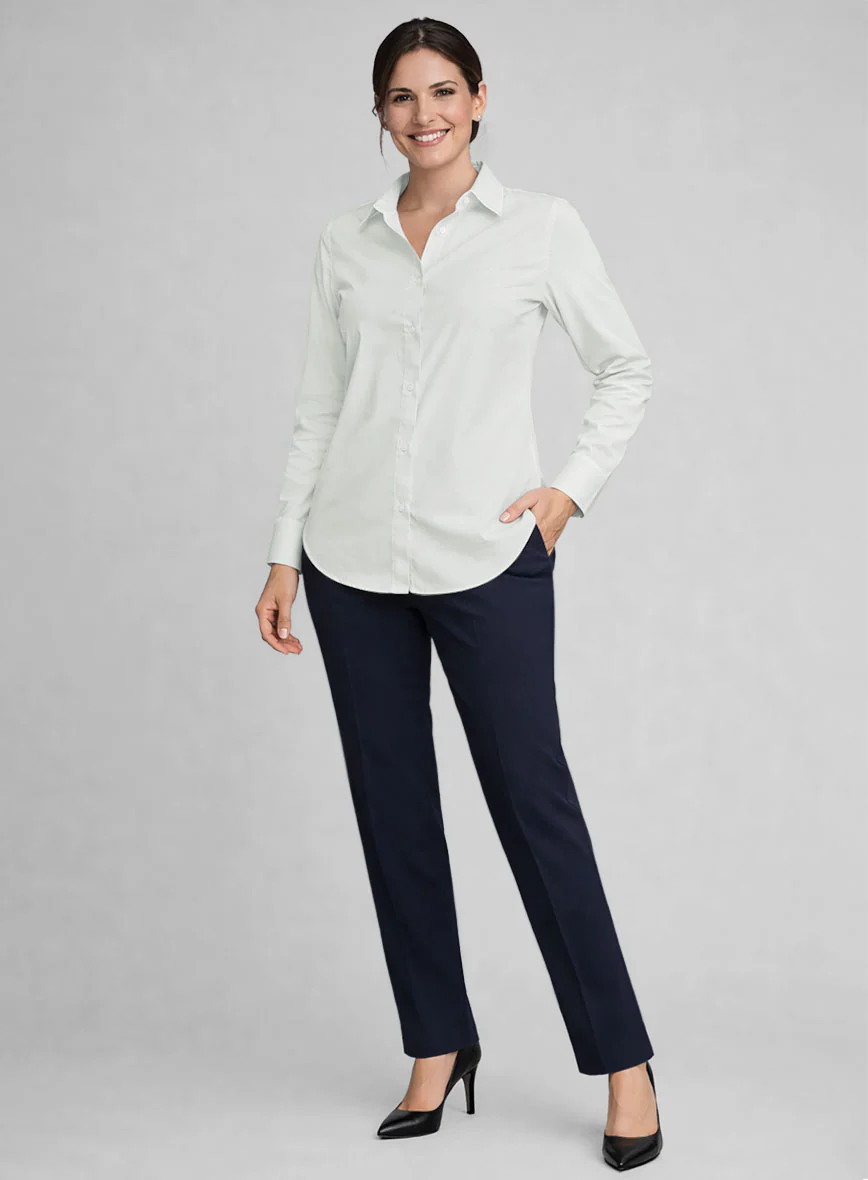 Women's Silver Gray Stretch Poplene Shirt - Image 2