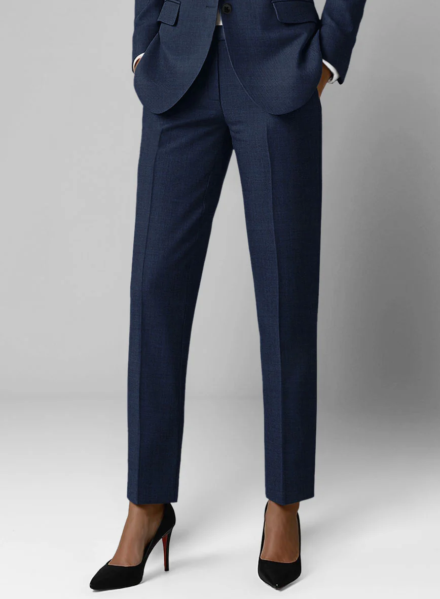 Women's Stretch Royal Blue Wool Suit - Image 3