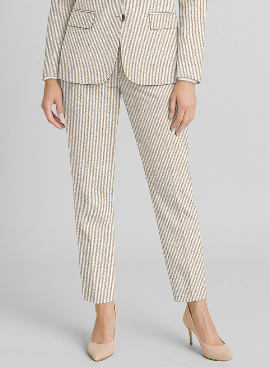 Women's Tan Seersucker Suit - Image 3