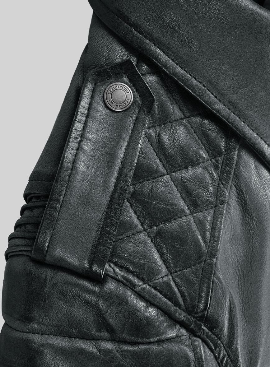 Women's Valencia Burnt Charcoal Leather Jacket - Image 4