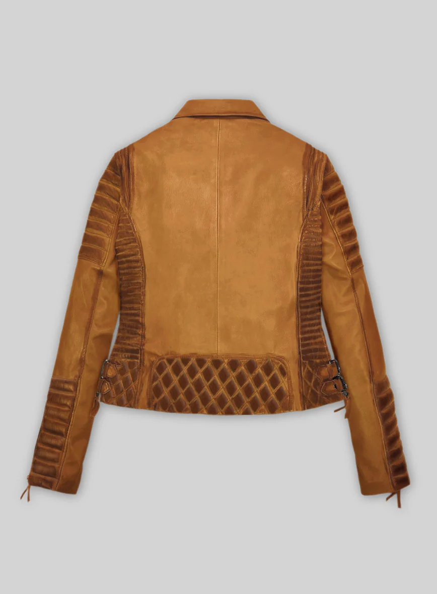 Women's Valencia Burnt Mustard Leather Jacket - Image 2