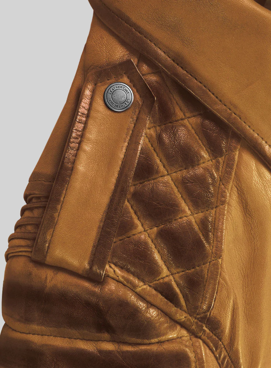 Women's Valencia Burnt Mustard Leather Jacket - Image 3