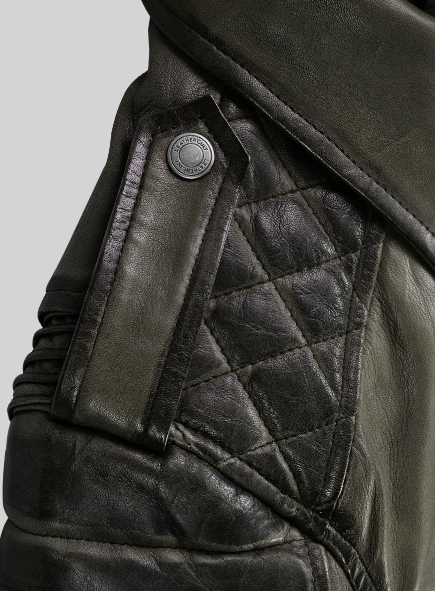 Women's Valencia Burnt Olive Leather Jacket - Image 3