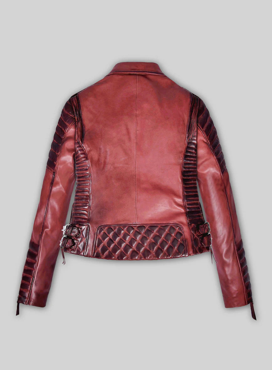 Women's Valencia Burnt Red Leather Jacket - Image 2