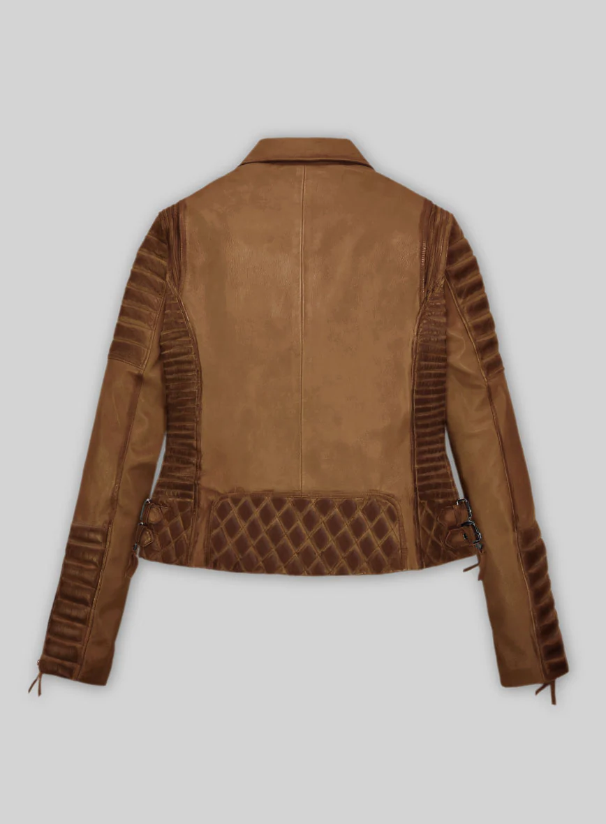 Women's Valencia Burnt Tan Leather Jacket - Image 3