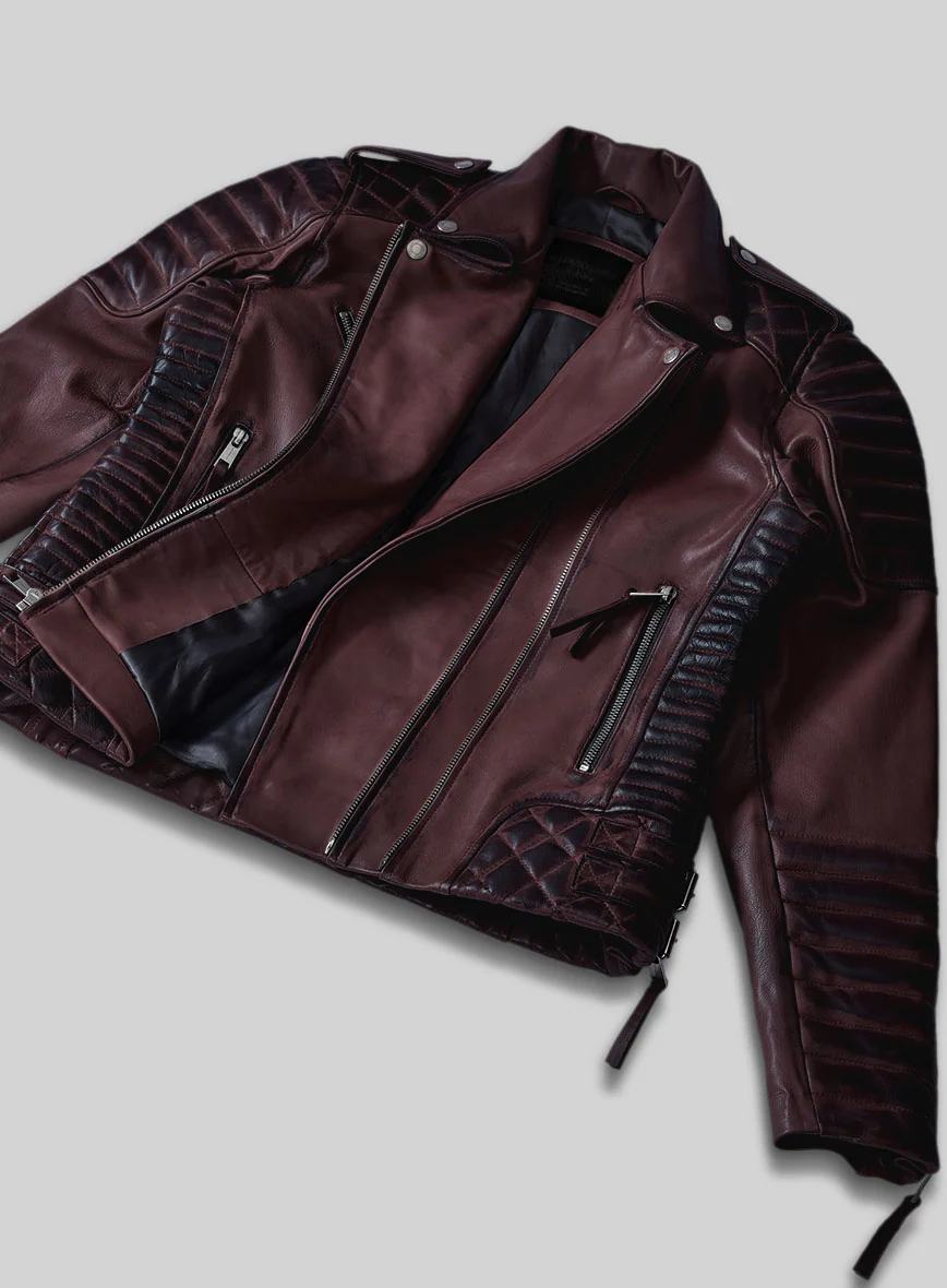 Women's Valencia Burnt Wine Leather Jacket - Image 4
