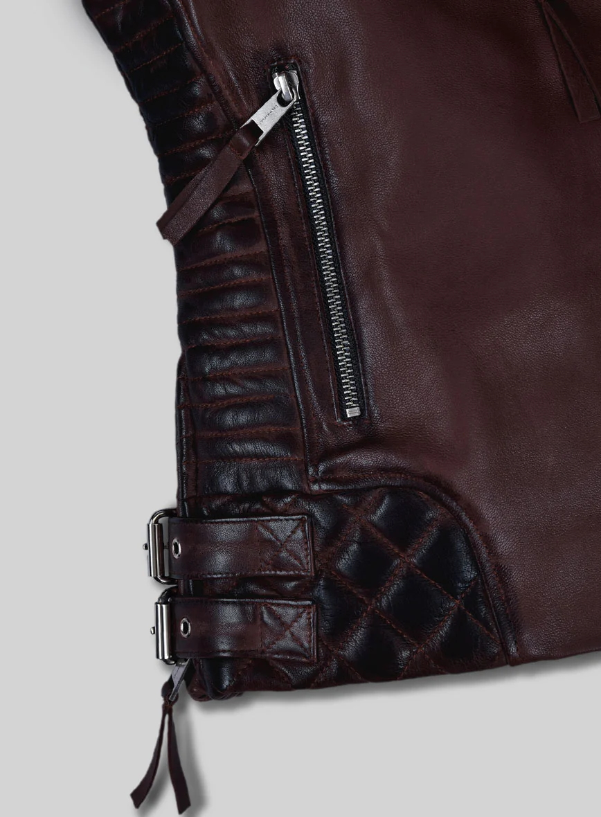 Women's Valencia Burnt Wine Leather Jacket - Image 6