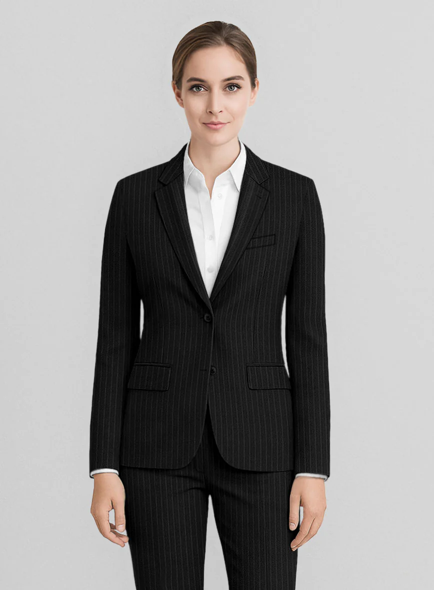 Women's Windsor Black Stripe Wool Suit - Image 2
