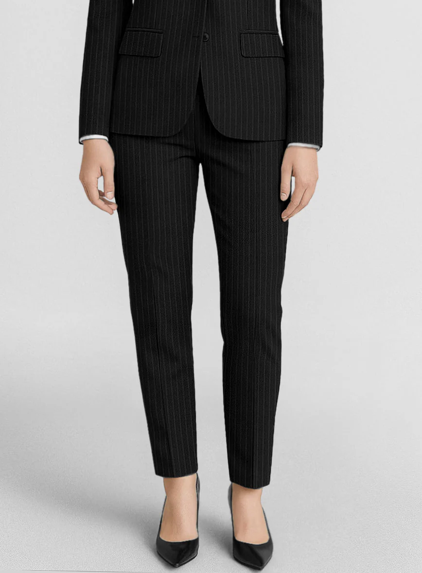Women's Windsor Black Stripe Wool Suit - Image 3